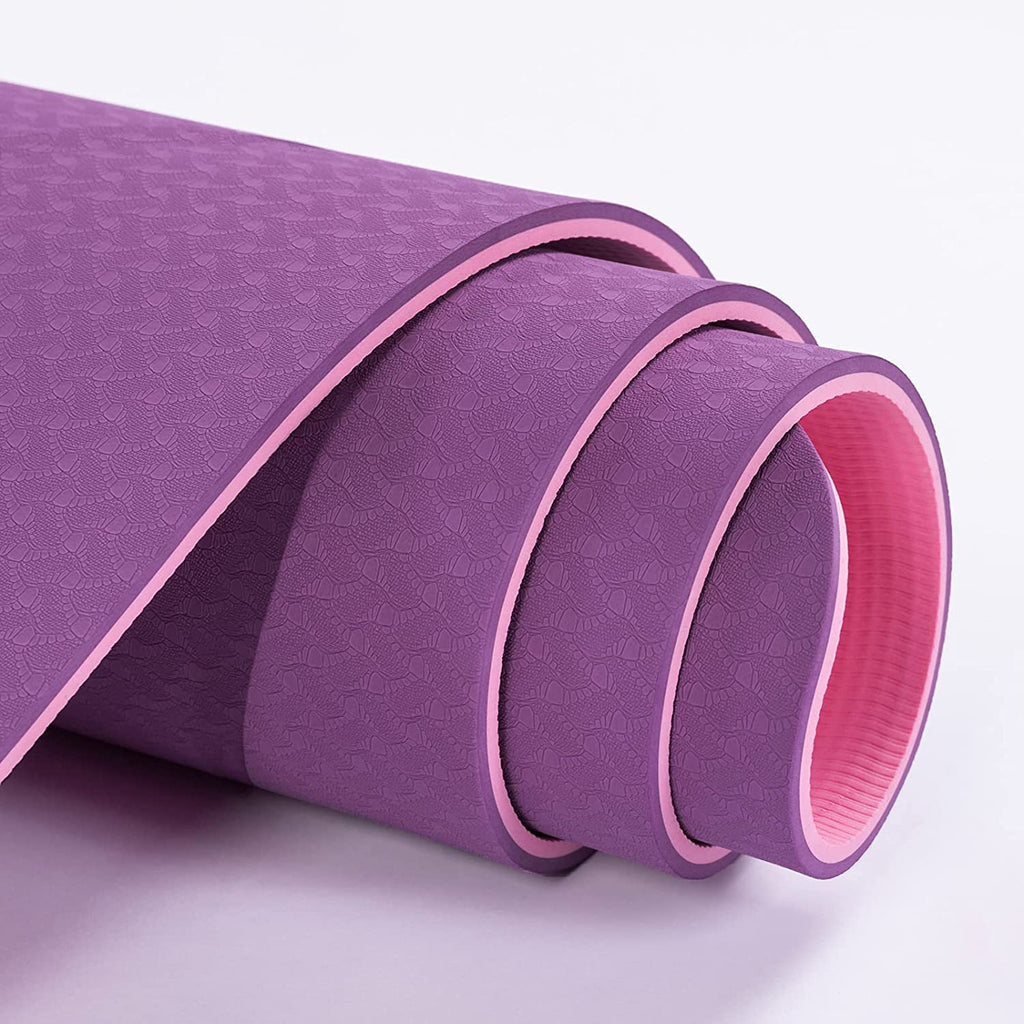 Eco-Friendly Non-Slip Yoga Mat - 1/4" Thick Pilates Fitness Mats for Women with Carrying Sling & Storage Bag