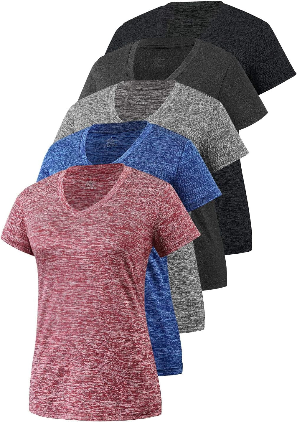Elevate Your Workout with Our 5-Pack Women's Moisture-Wicking V-Neck T-Shirts - Perfect for Yoga, Gym, and Everyday Comfort
