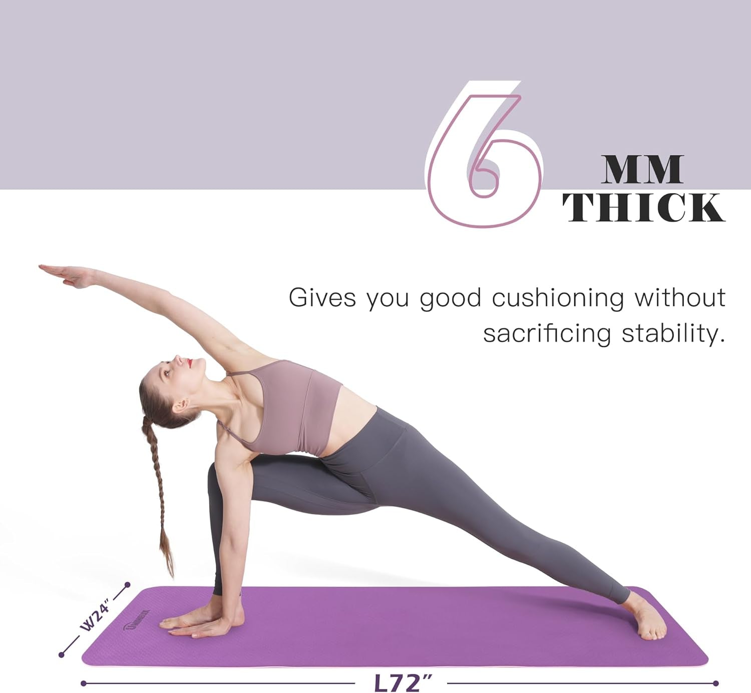 Eco-Friendly Non-Slip Yoga Mat - 1/4" Thick Pilates Fitness Mats for Women with Carrying Sling & Storage Bag